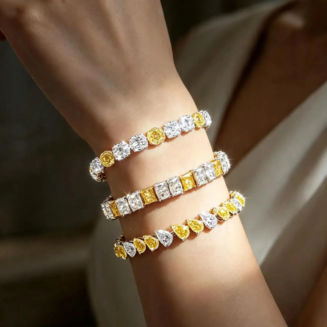 Fancy Yellow Diamond Line Bracelets