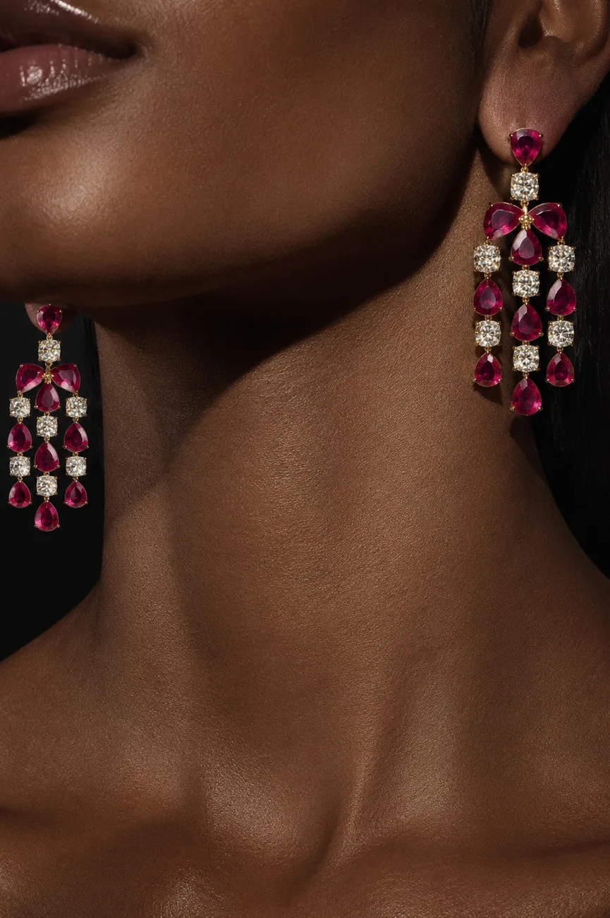 Ruby & Diamond Chandelier Earrings