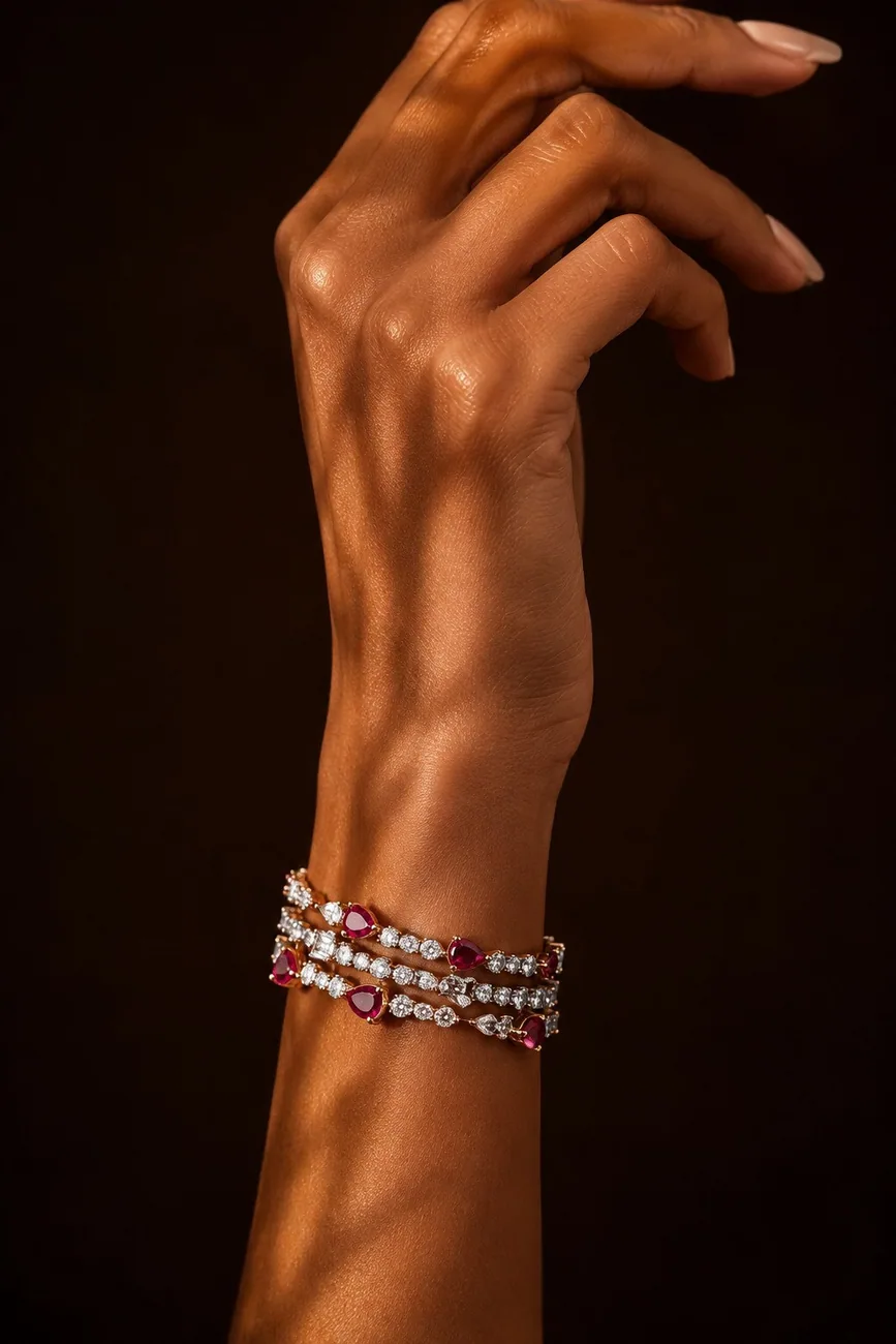 Ruby & Diamond Line Bracelets