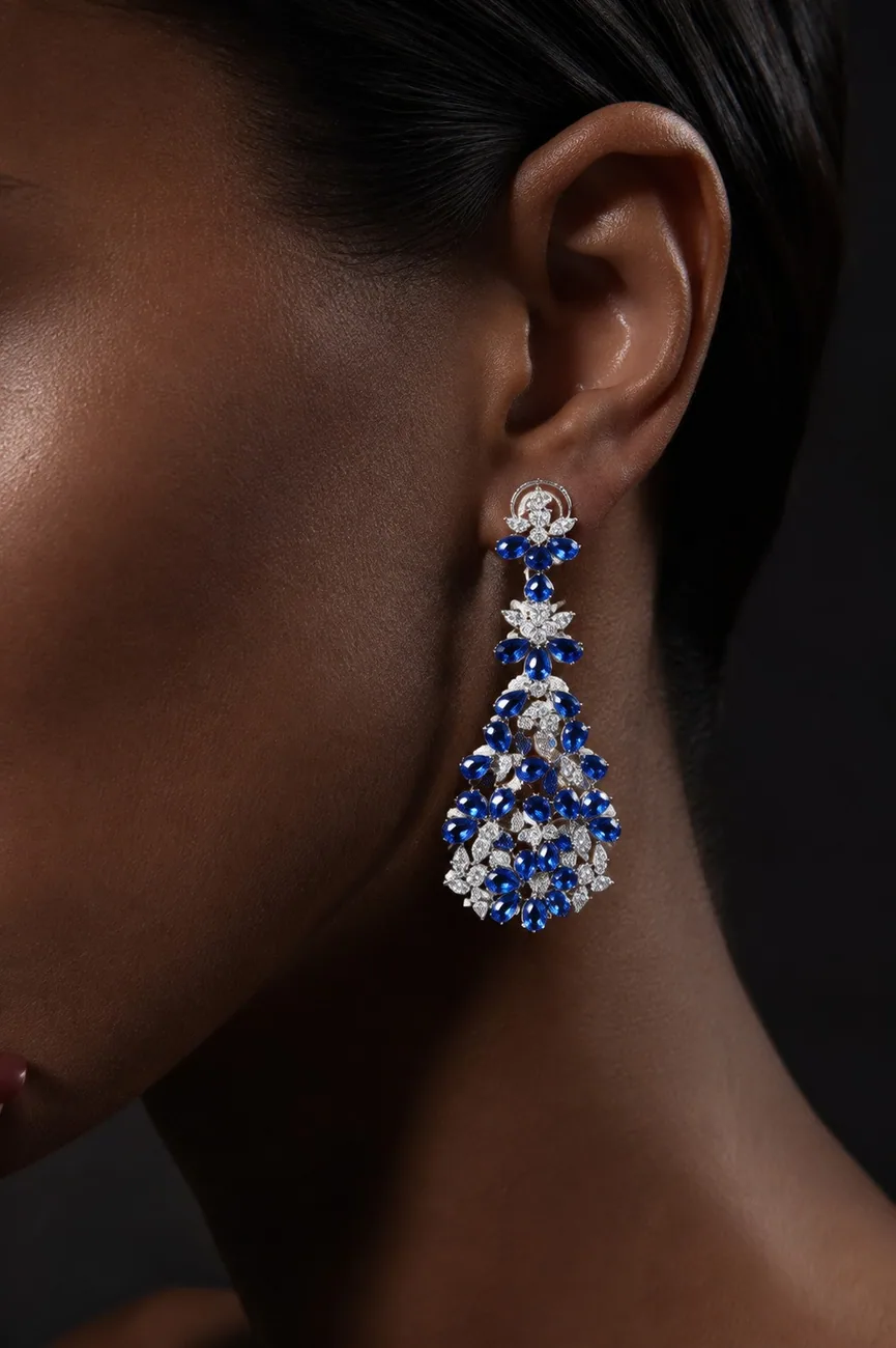 Sapphire & Diamond Girandole Earrings